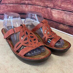 Naot Leather Adjustable Heeled Sandals in Rust